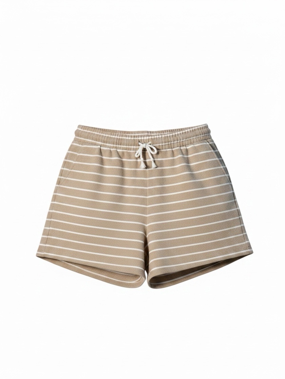 NWT Universal Thread Beige Stripe Knit Drawstring Shorts Pockets Size XXL
